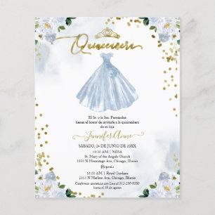 Invitation Florale Économique pour Quinceañera Esp