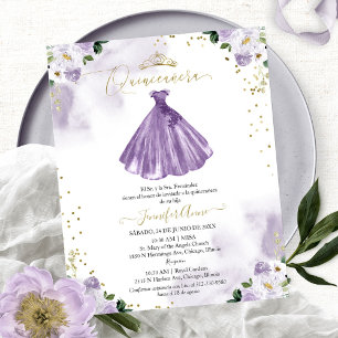 Invitation Florale Économique pour Quinceañera Esp