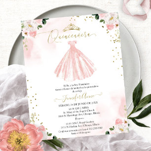 Invitation Florale Économique pour Quinceañera Esp