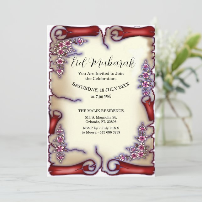 Invitation florale Eid Moubarak (Debout devant)