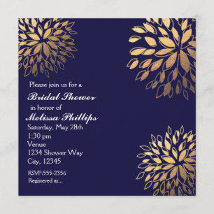 Invitation florale élégante moderne bleu marine fo