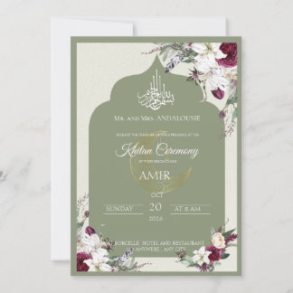 Invitation florale élégante pour la cérémonie isla