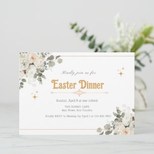 Invitation Florale Élégante pour le Dîner de Pâque
