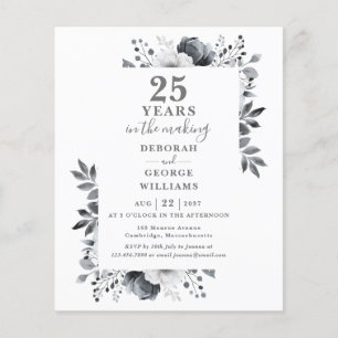 Invitation Florale Élégante pour les 25 Ans de Mar