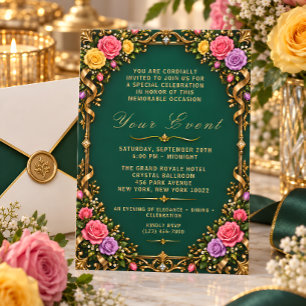 Invitation Florale Émeraude Élégante