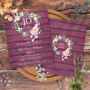 Invitation florale en bois rustique Ruby pour le 4