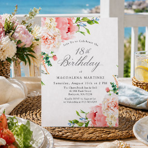 Invitation Florale Féminine Roses Roses Fleurs pou