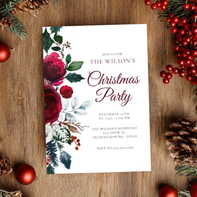 Invitation florale festive d'hiver de Noël (Créateur téléchargé)