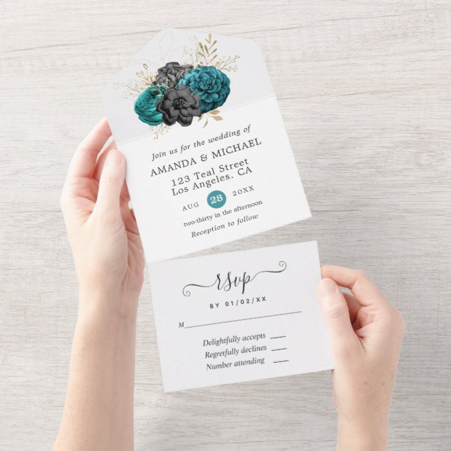 Invitation Florale Gothique Tout En Un (Déchirure)