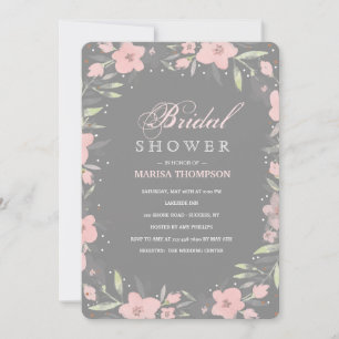 Invitation florale grise