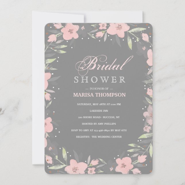 Invitation florale grise (Devant)
