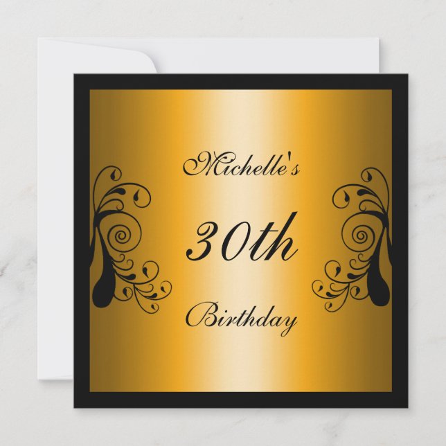 Invitation Florale jaune et noire (Devant)