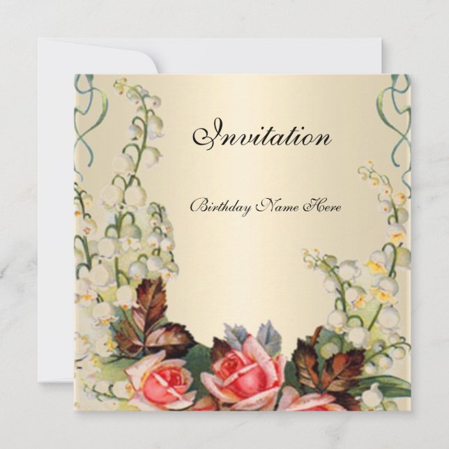 Invitation Florale Jolie Roses de Style Victorien (Devant)