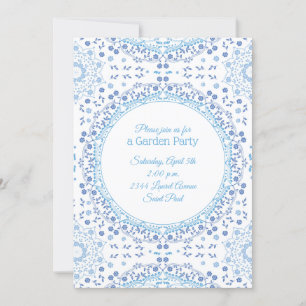 Invitation florale Mandala bleu clair