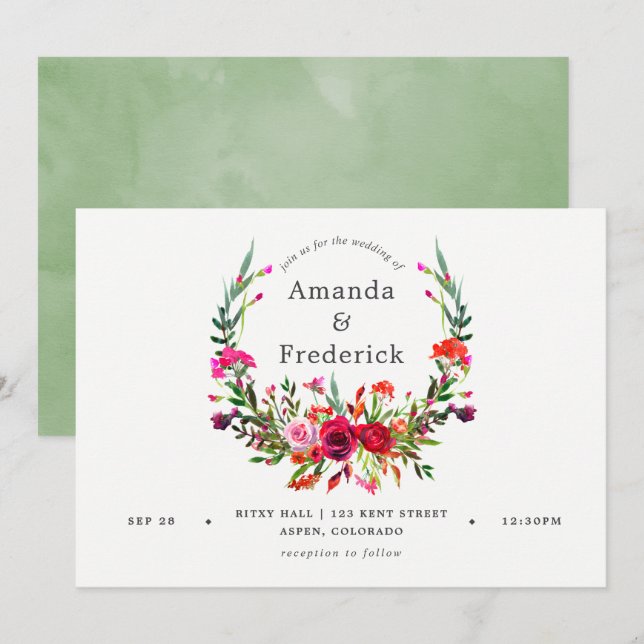 Invitation Florale mariage de automne (Devant / Derrière)