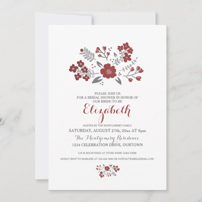 Invitation Florale moderne de douche nuptiale (Devant)