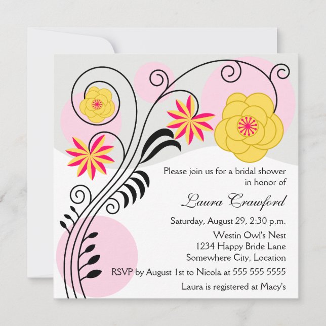 Invitation Florale moderne de douche nuptiale (Devant)