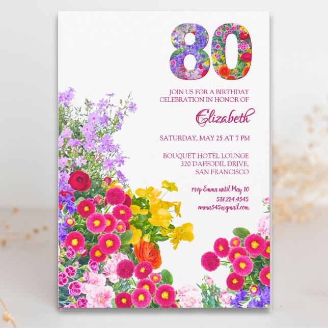 Invitation florale moderne pour fête d'anniversair (Créateur téléchargé)