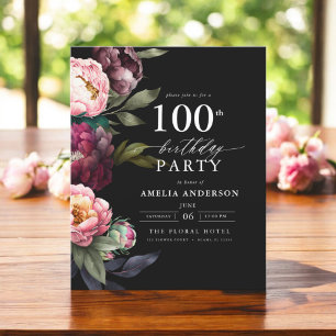 Invitation Florale Moody pour 100e Anniversaire Bu