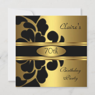 Invitation florale noire et or pour 70e anniversai