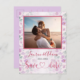 Invitation Florale Ombre rose et violet Aquarelle