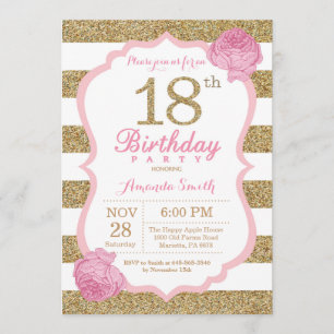 Invitation Florale Pink and Gold