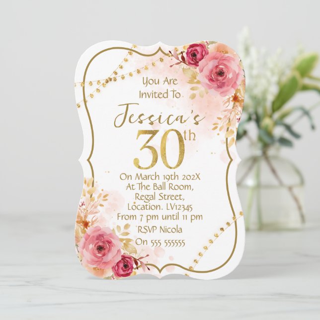Invitation florale pour 30e anniversaire (Debout devant)