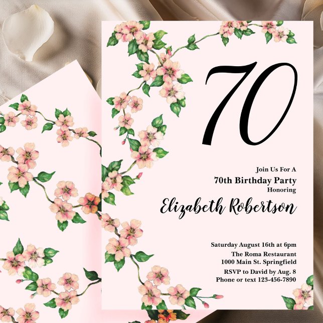 Invitation florale pour 70 ans d'anniversaire en r (Créateur téléchargé)