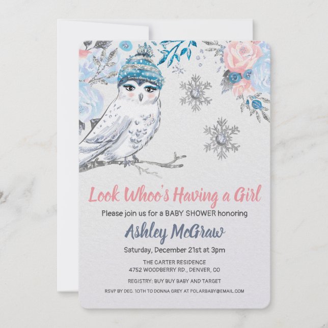 Invitation florale pour Baby Shower sur le thème d (Devant)