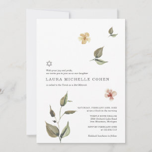Invitation florale pour Bat Mitzvah botanique