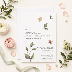 Invitation florale pour Bat Mitzvah botanique