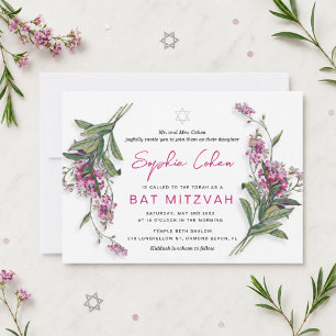 Invitation florale pour Bat Mitzvah botanique