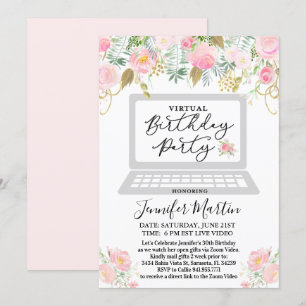Invitation florale pour fête d'anniversaire virtue