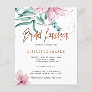 Invitation florale pour un déjeuner de mariage et 