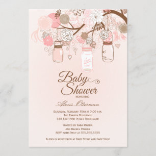 Invitation florale rose chic de baby shower de pot