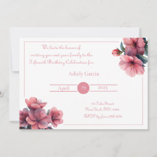 Invitation Florale Rose Élégante - Tous les Événem