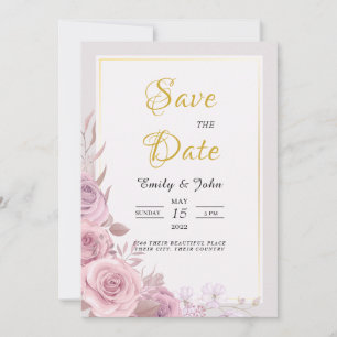 Invitation florale rose légèrement élégante