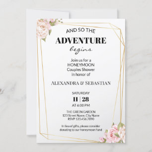 Invitation Florale Rose Lune de miel