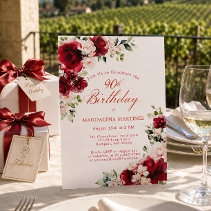 Invitation Florale Rose Rouge et Pivoine Rose pour