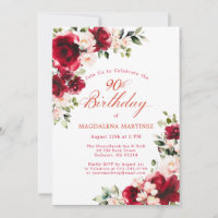 Invitation Florale Rose Rouge et Pivoine Rose pour