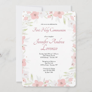 Invitation florale rose tendre