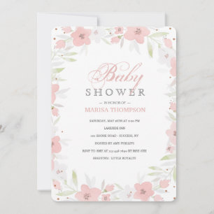 Invitation florale rose tendre
