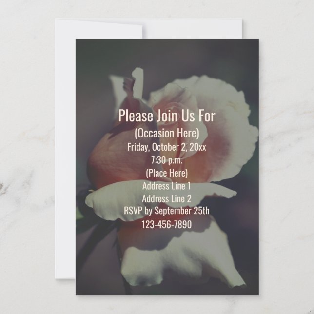 Invitation florale Rosebud pêche (Devant)