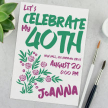 INVITATION florale rouge