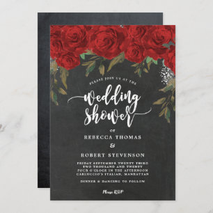 invitation florale rouge de wedding shower