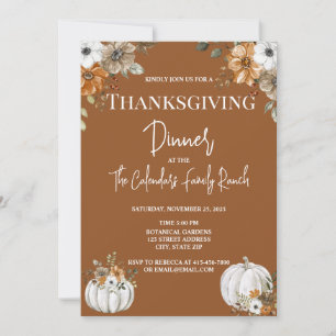 Invitation Florale Rustique Thanksgiving