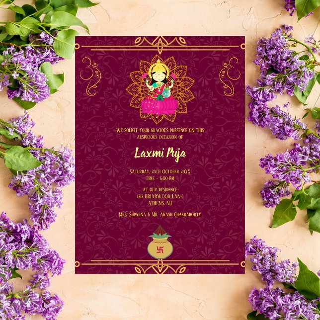 Invitation florale Shree Laxmi Puja (Créateur téléchargé)