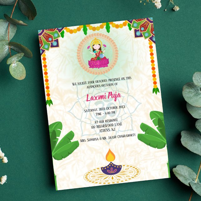 Invitation florale Shree Laxmi Puja (Créateur téléchargé)