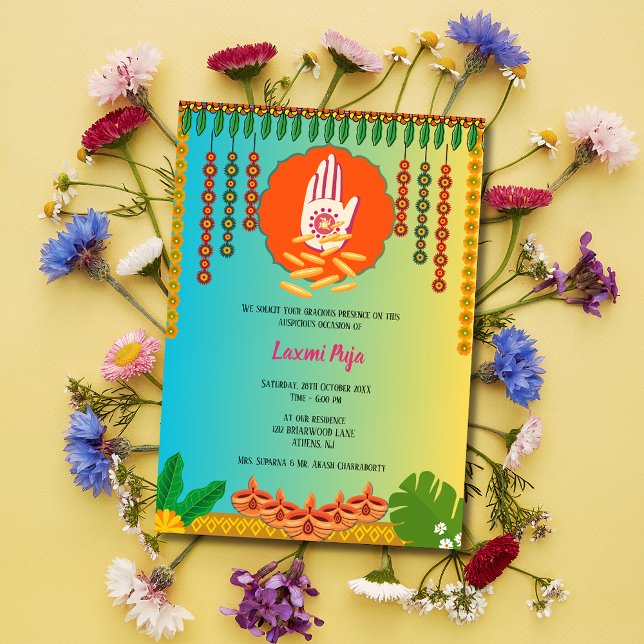 Invitation florale Shree Laxmi Puja (Créateur téléchargé)