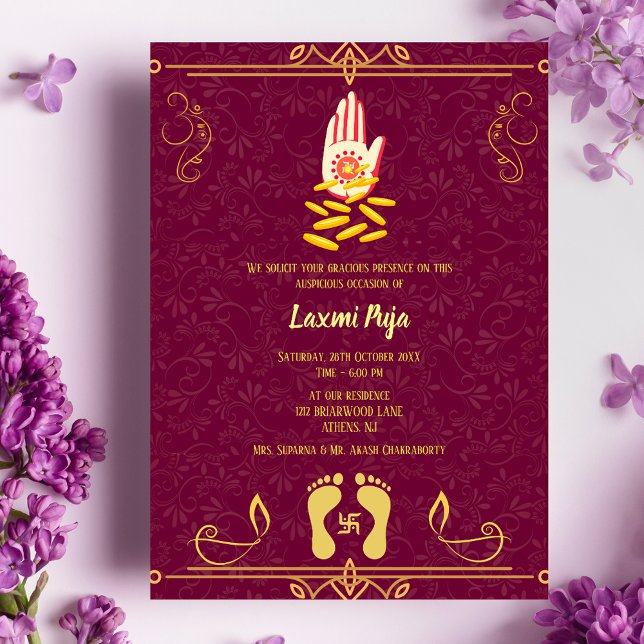 Invitation florale Shree Laxmi Puja (Créateur téléchargé)